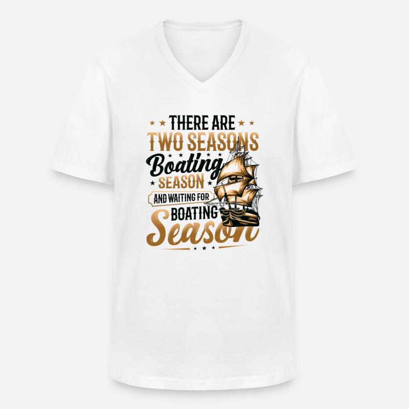 Warten Auf Die Bootssaison, Bootsführer - Männer-T-Shirt mit V-Ausschnitt - Weiß