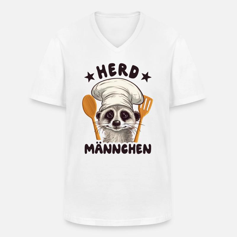 Herdmännchen Erdmännchen Koch - Männer-T-Shirt mit V-Ausschnitt - Weiß
