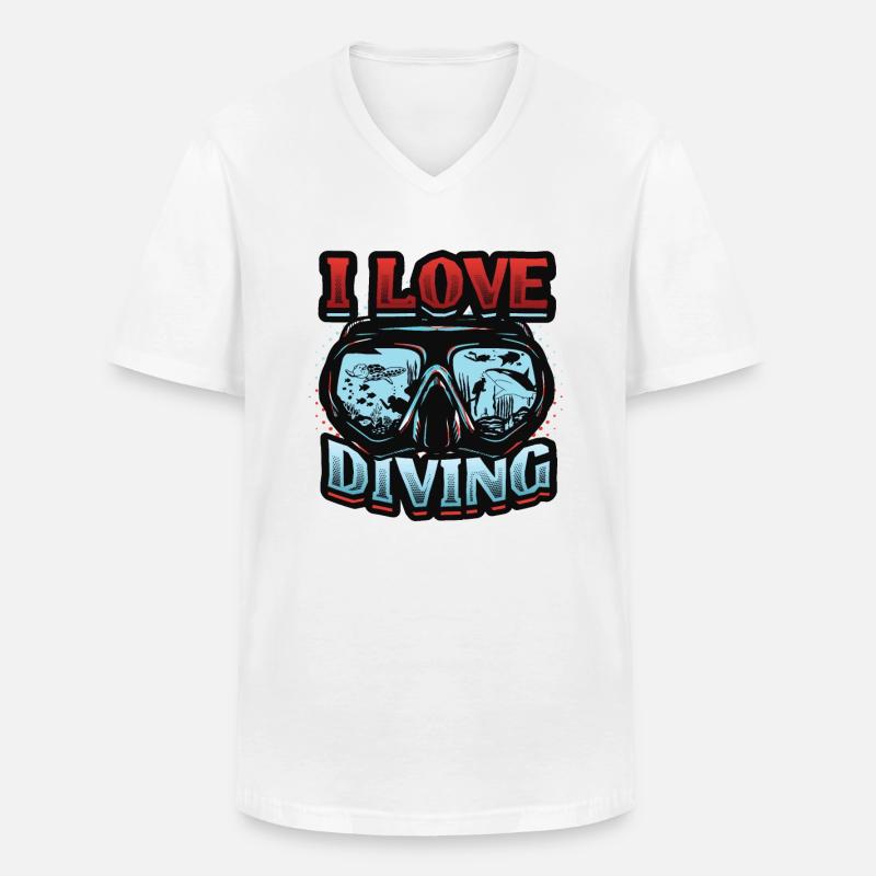 Ich Liebe Tauchen, Gerätetauchen - Männer-T-Shirt mit V-Ausschnitt - Weiß
