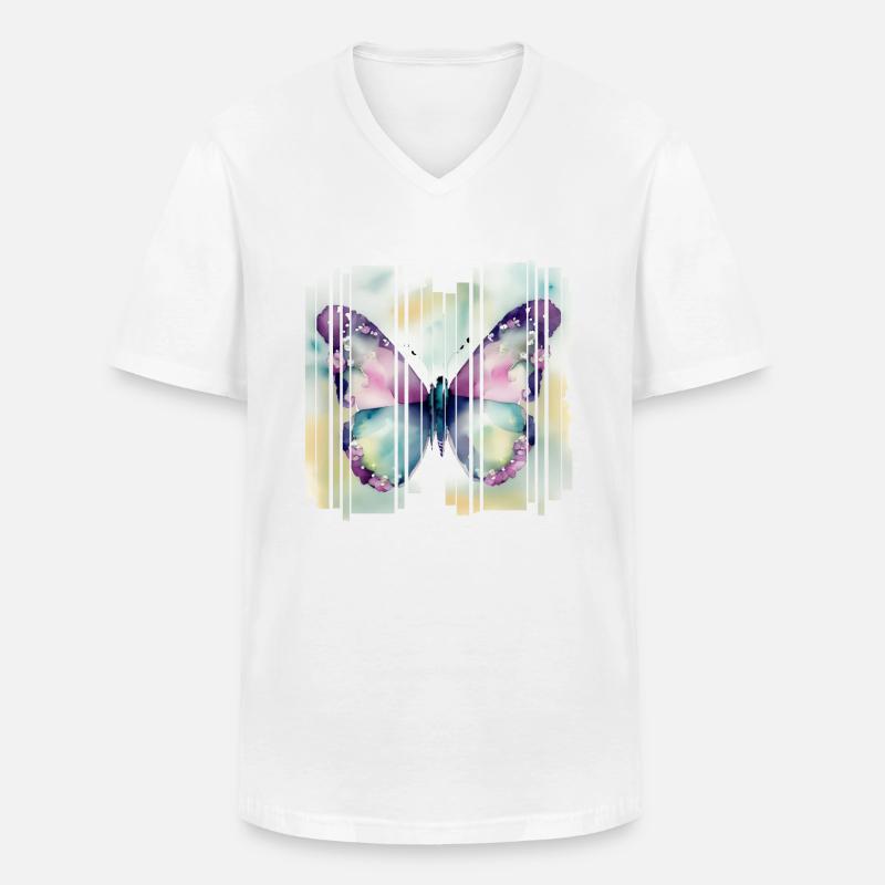Schmetterlinge Muster - Männer-T-Shirt mit V-Ausschnitt - Weiß
