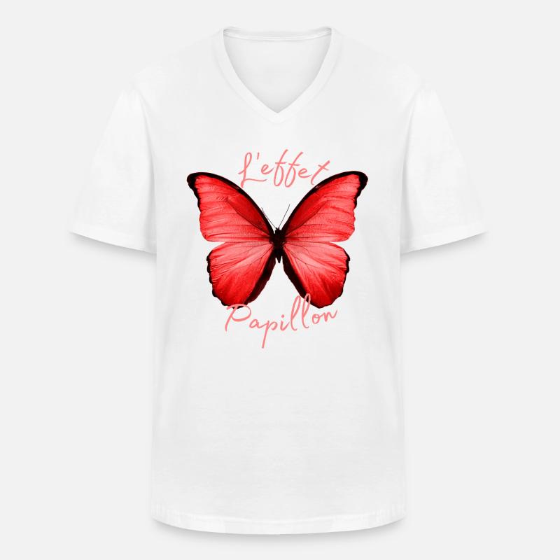 Schmetterlinge Muster - Männer-T-Shirt mit V-Ausschnitt - Weiß