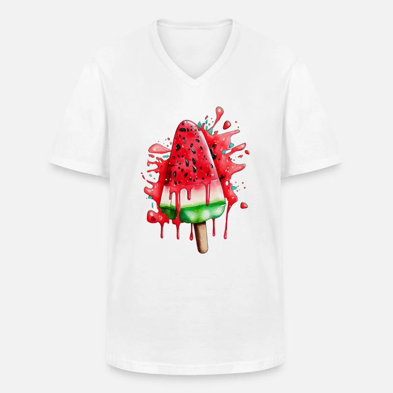 Watermelon Ice Wassermelone Eis - Männer-T-Shirt mit V-Ausschnitt - Weiß