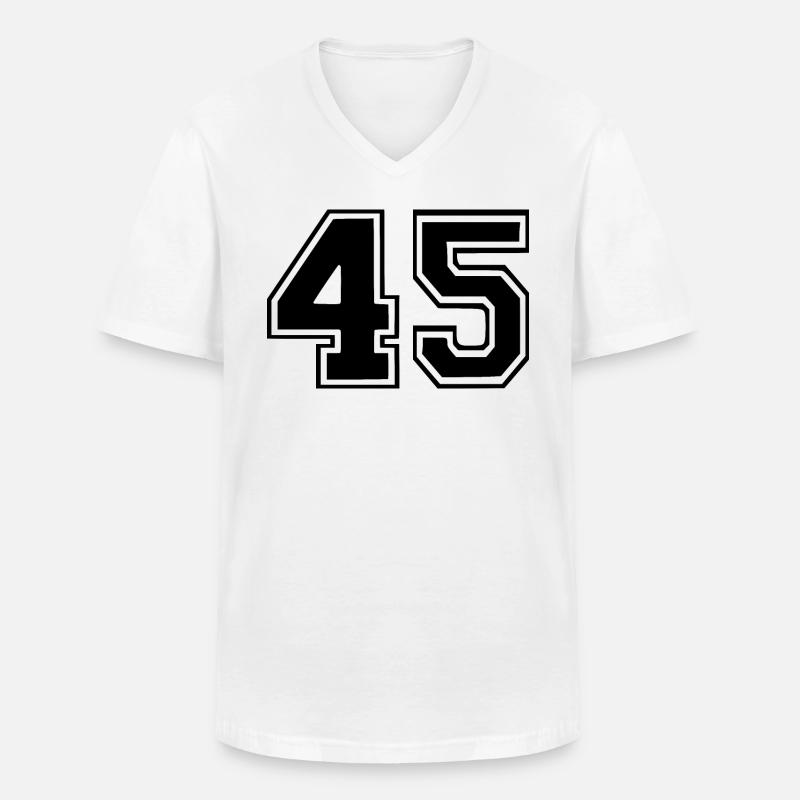 45 - Männer-T-Shirt mit V-Ausschnitt - Weiß