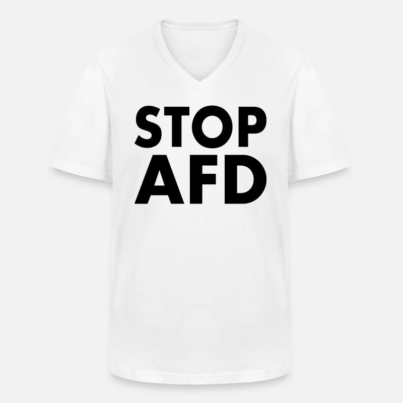Stop afd - Männer-T-Shirt mit V-Ausschnitt - Weiß