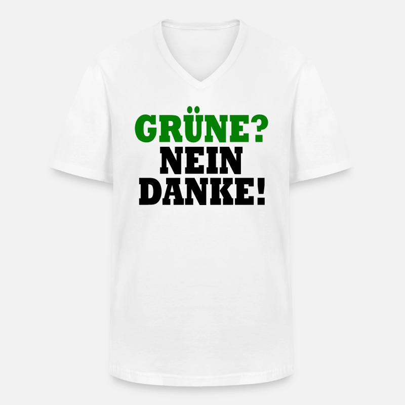 grüne nein danke - Männer-T-Shirt mit V-Ausschnitt - Weiß