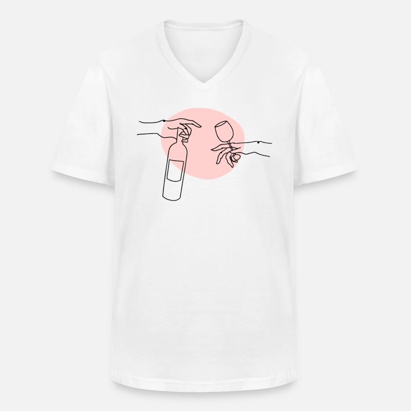 Weinflasche und Weinglas Geschenkgrafik - Männer-T-Shirt mit V-Ausschnitt - Weiß