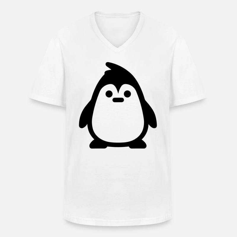 Pinguin - Männer-T-Shirt mit V-Ausschnitt - Weiß