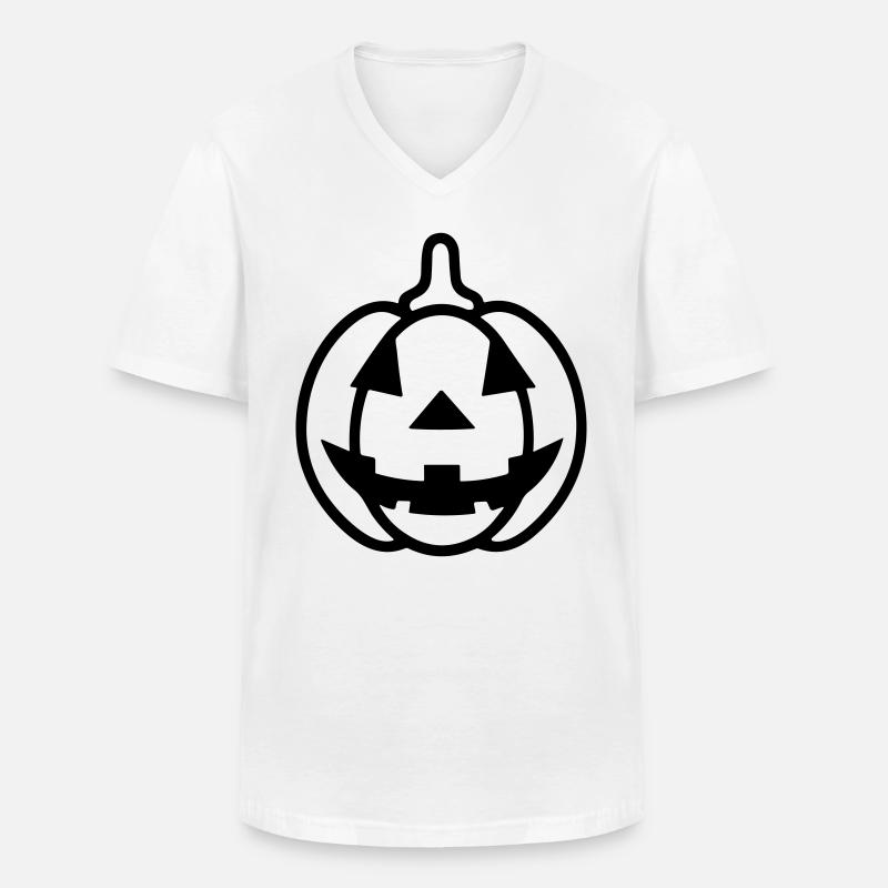 Kürbis - Männer-T-Shirt mit V-Ausschnitt - Weiß