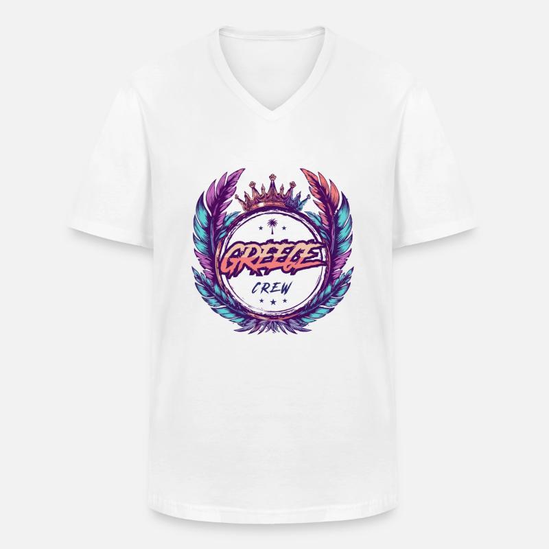 Greece Crew Bunt - Männer-T-Shirt mit V-Ausschnitt - Weiß