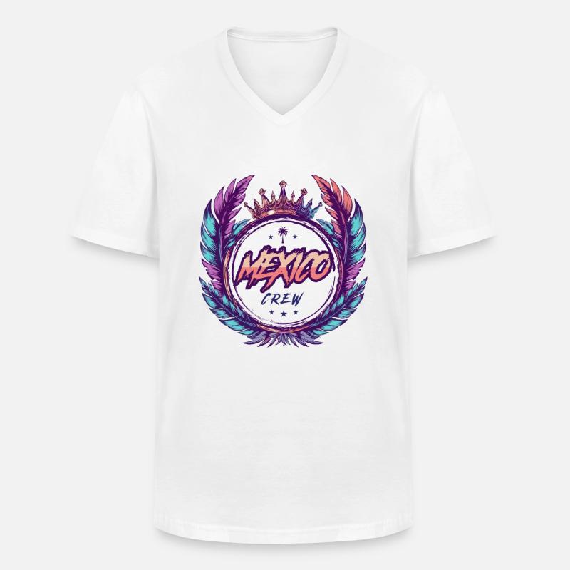 Mexiko Crew Bunt - Männer-T-Shirt mit V-Ausschnitt - Weiß