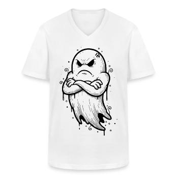 Halloween Geist mit verschränkten Armen - Männer-T-Shirt mit V-Ausschnitt - Weiß - Vorne - AI Model Male 185 light (185cm)