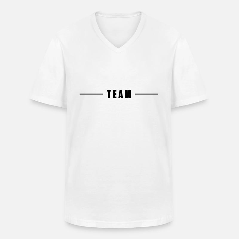 team rayé - T-shirt col V Homme - blanc
