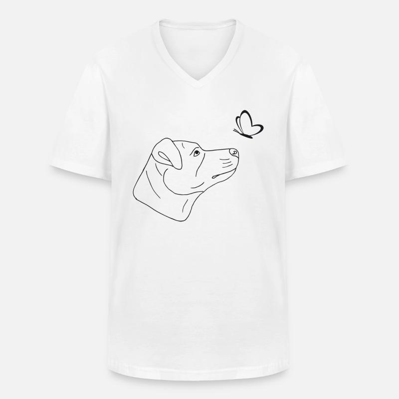 Jack Russell Terrier mit Schmetterling - Männer-T-Shirt mit V-Ausschnitt - Weiß