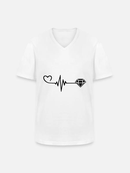 Diamond Pulse Heart Love - Men's V-Neck T-Shirt - white