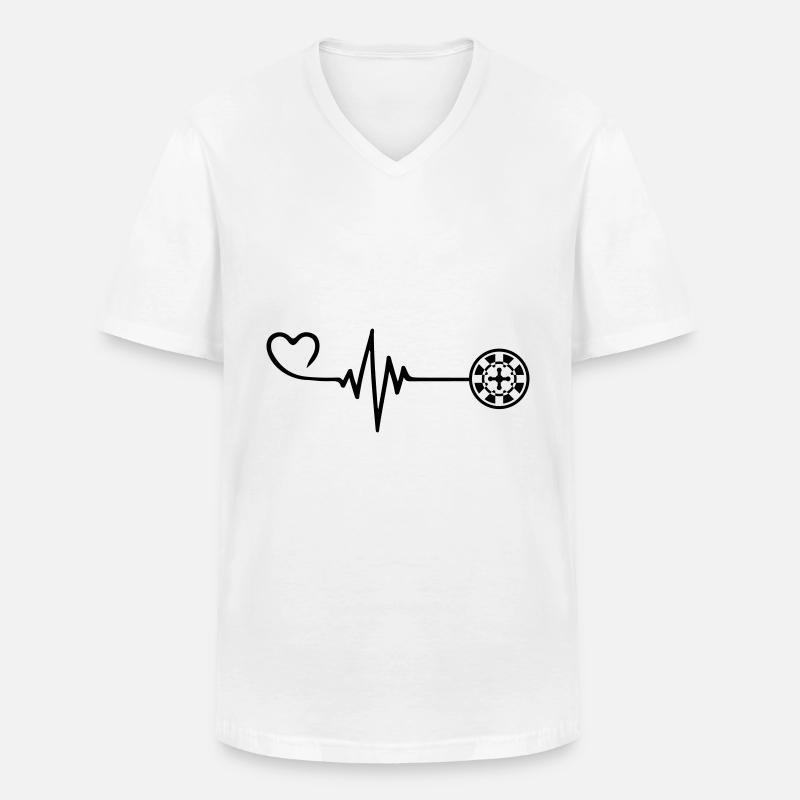 Roulette Puls Herz - Männer-T-Shirt mit V-Ausschnitt - Weiß