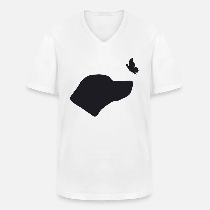 Rhodesian Ridgeback mit Schmetterling - Männer-T-Shirt mit V-Ausschnitt - Weiß