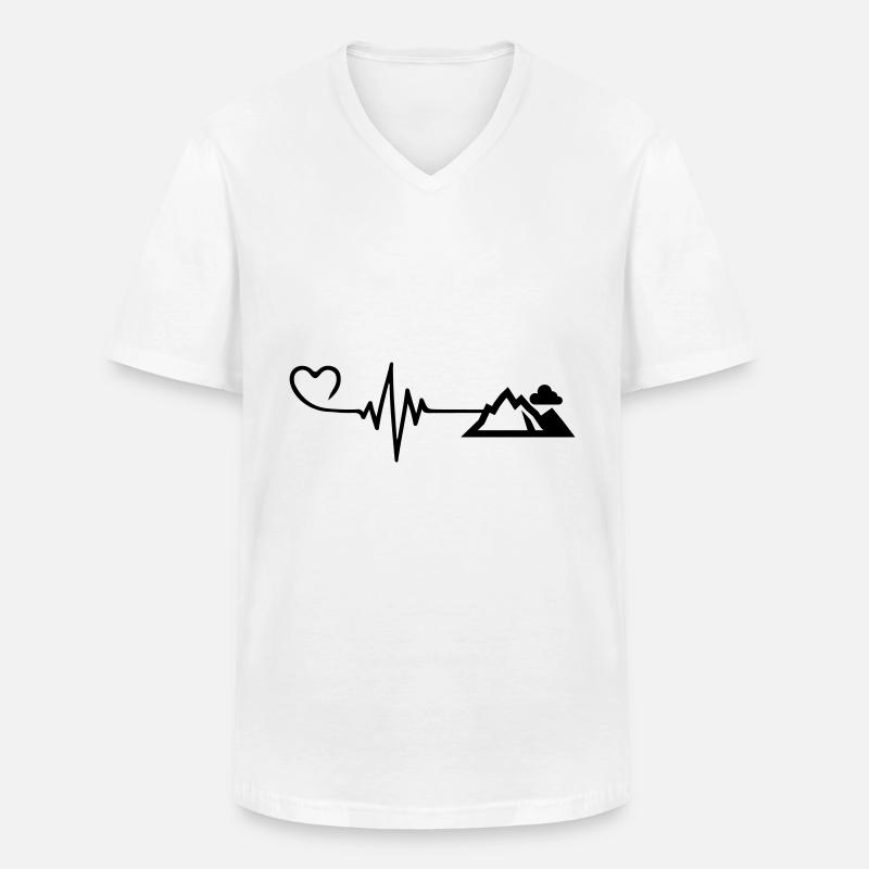 Berge Puls Herz - Männer-T-Shirt mit V-Ausschnitt - Weiß