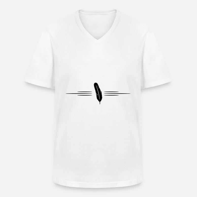 Feder Linie - Männer-T-Shirt mit V-Ausschnitt - Weiß