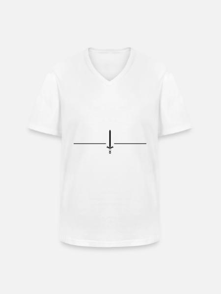 Sword Icon Line - Men's V-Neck T-Shirt - white