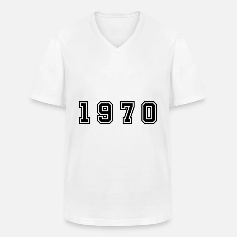 Numéro de l’année 1970 - T-shirt col V Homme - blanc