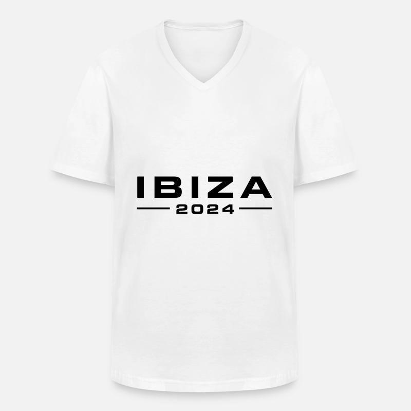 Ibiza 2024 - Männer-T-Shirt mit V-Ausschnitt - Weiß
