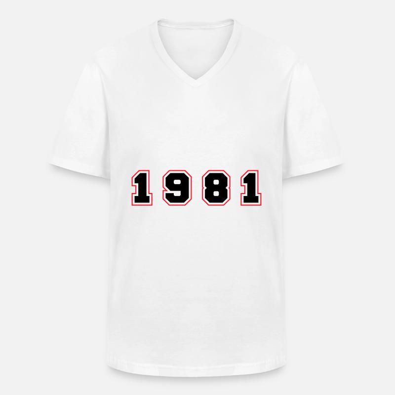 1981 Jahr Zahl - Männer-T-Shirt mit V-Ausschnitt - Weiß