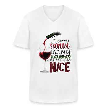Vilain Buveur de vin - T-shirt col V Homme - blanc - Devant - AI Model Male 185 light (185cm)