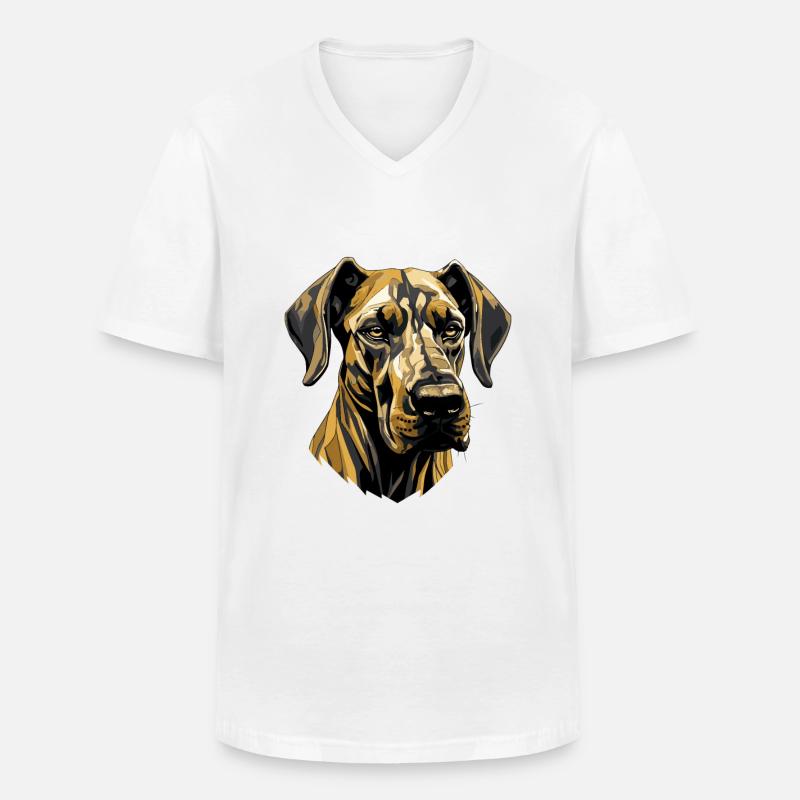 Great Dane Hund Kopf - Männer-T-Shirt mit V-Ausschnitt - Weiß