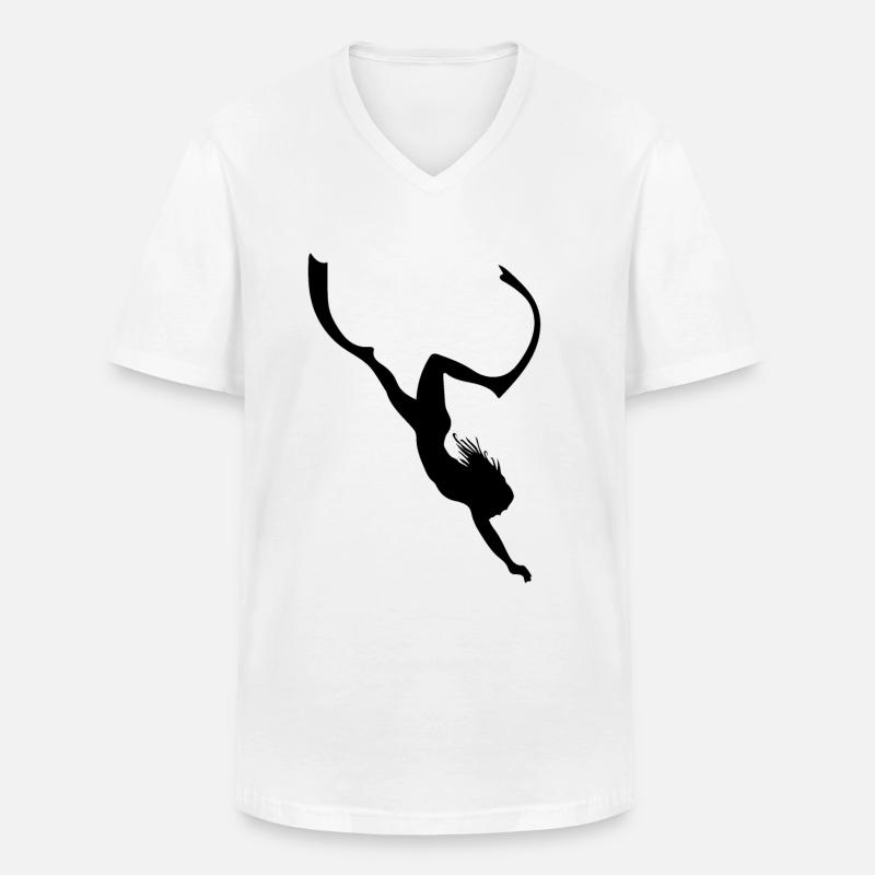 Plongeurs plongée d’apnée eau mer - T-shirt col V Homme - blanc