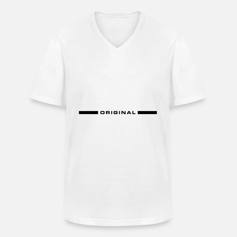 Original Emblem - Männer-T-Shirt mit V-Ausschnitt - Weiß