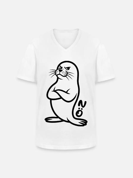 Seehund Nö - Männer-T-Shirt mit V-Ausschnitt - Weiß