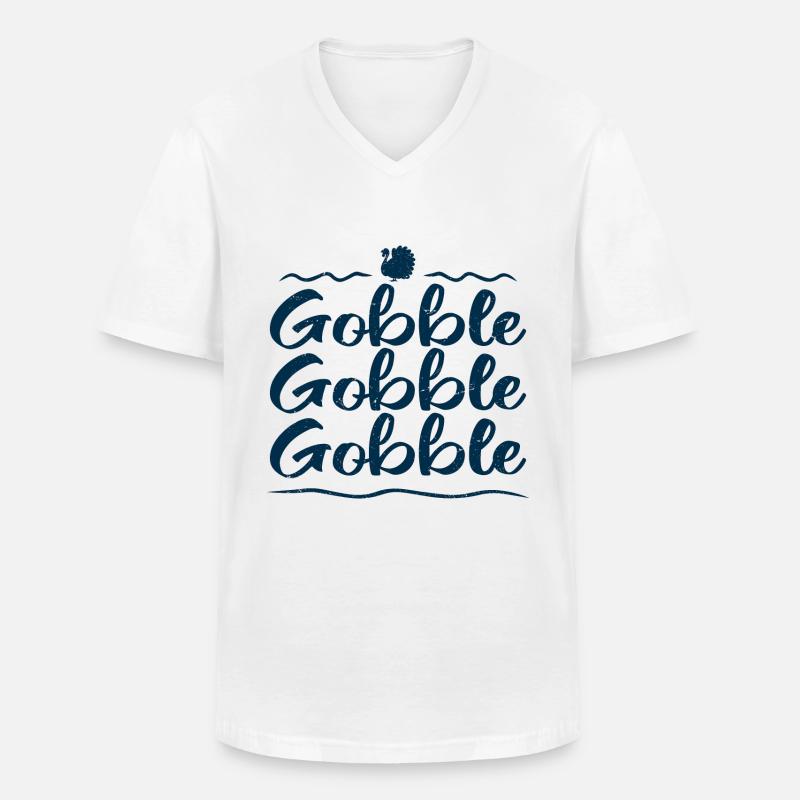 Gobble Gobble Gobble - Männer-T-Shirt mit V-Ausschnitt - Weiß