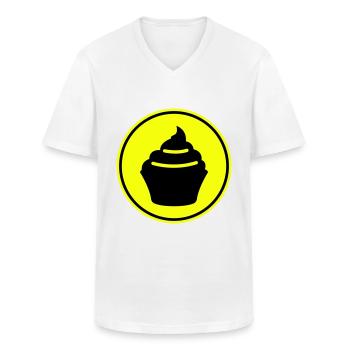 Icône Muffin Silhouette - T-shirt col V Homme - blanc - Devant - AI Model Male 185 light (185cm)