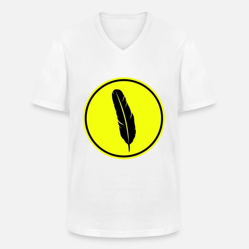 Feder Symbol - Männer-T-Shirt mit V-Ausschnitt - Weiß