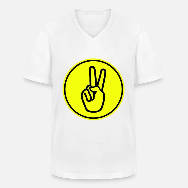 Hand Peace - Männer-T-Shirt mit V-Ausschnitt - Weiß