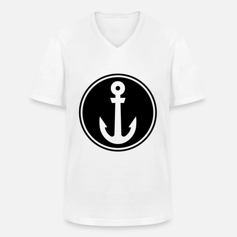 Anker Seemann - Männer-T-Shirt mit V-Ausschnitt - Weiß