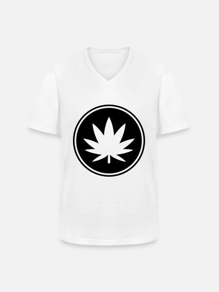 Hemp Leaf Icon - Men's V-Neck T-Shirt - white