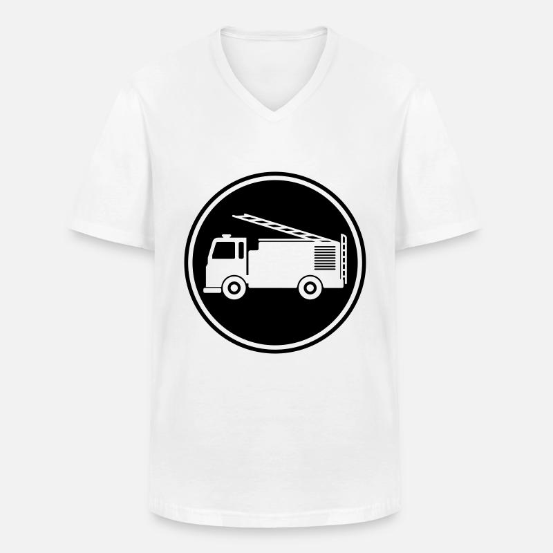 Feuerwehrauto - Männer-T-Shirt mit V-Ausschnitt - Weiß
