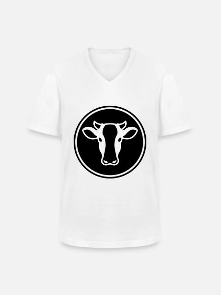 Cow Head - Men's V-Neck T-Shirt - white