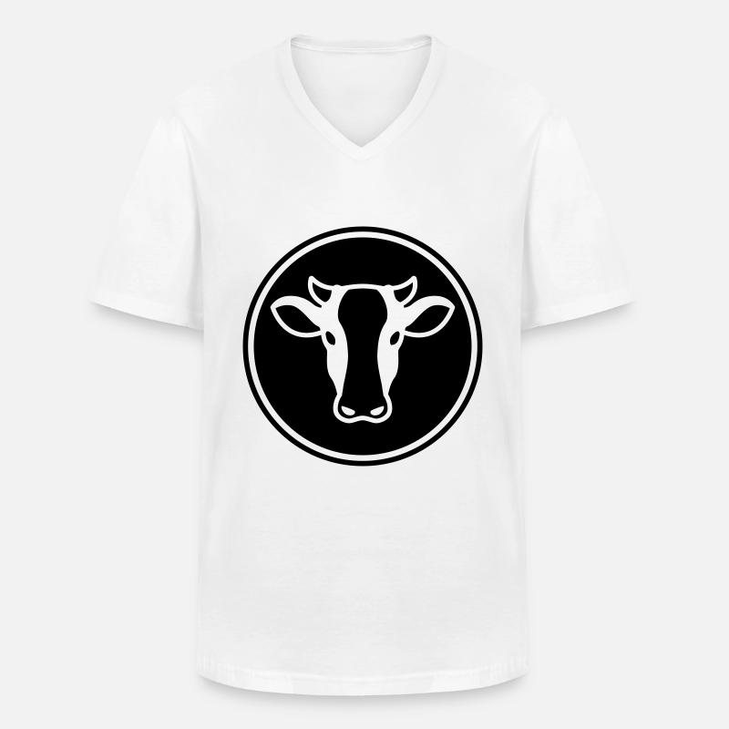 Kuh Kopf - Männer-T-Shirt mit V-Ausschnitt - Weiß