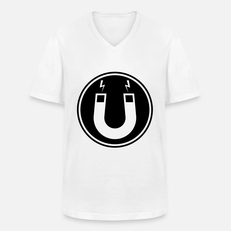 aimant en fer à cheval - T-shirt col V Homme - blanc