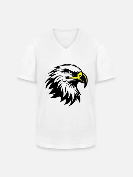 Eagle Head Silhouette - Men's V-Neck T-Shirt - white
