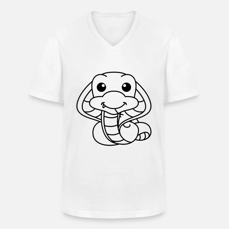 Schlange Kobra Comic Tier - Männer-T-Shirt mit V-Ausschnitt - Weiß