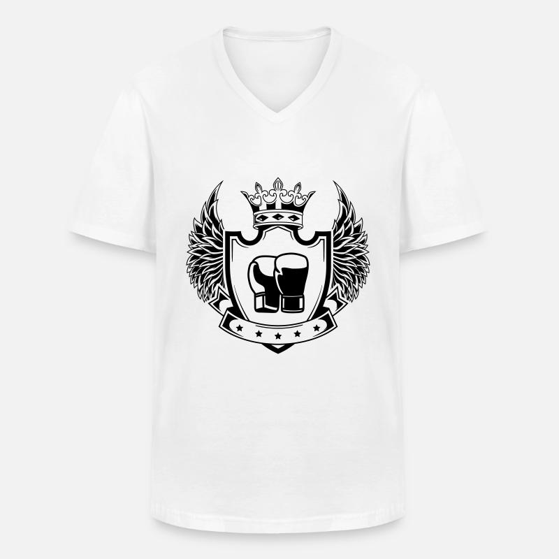 Boxhandschuhe wappen - Männer-T-Shirt mit V-Ausschnitt - Weiß