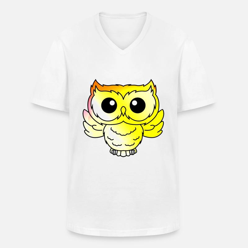 Eule Comic Tier - Männer-T-Shirt mit V-Ausschnitt - Weiß
