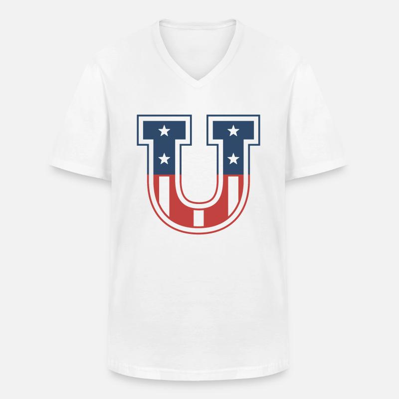 Buchstabe U USA - Männer-T-Shirt mit V-Ausschnitt - Weiß
