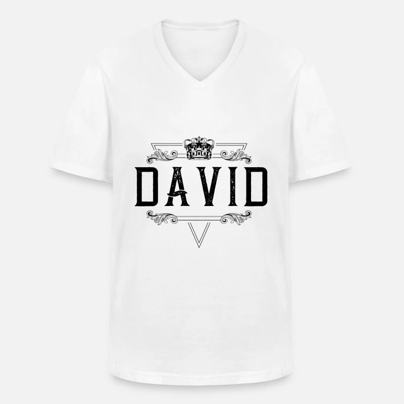 David Name - Männer-T-Shirt mit V-Ausschnitt - Weiß