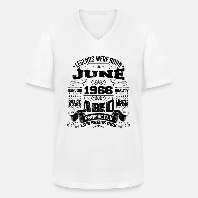 1966 Juni Jubiläum 1966 Juni | geboren im Juni 1966 - Männer-T-Shirt mit V-Ausschnitt - Weiß