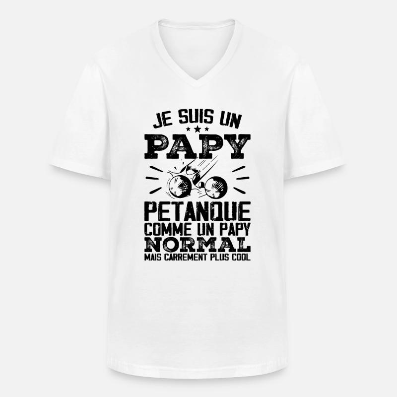 Ich bin ein Pétanque-Opa - Männer-T-Shirt mit V-Ausschnitt - Weiß