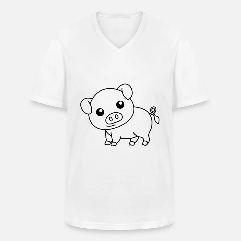Schwein Comic Tier - Männer-T-Shirt mit V-Ausschnitt - Weiß
